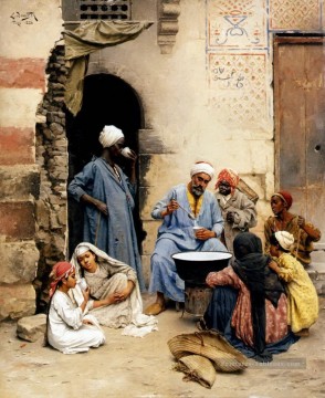 Le vendeur Sahleb Cairo Ludwig Deutsch Orientalism Araber Peinture à l'huile